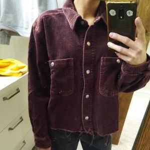 Essentials Corduroy Cut-off/Crop Bottom Down Shirt